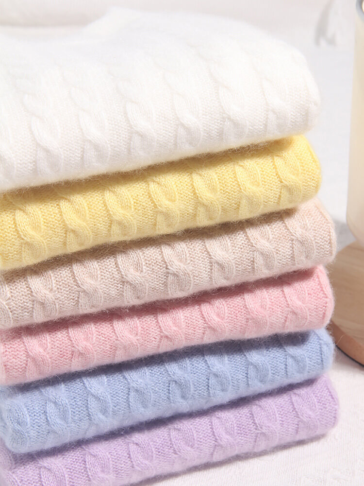 Classic Cable Knit Cashmere Pullover Sweater for Boys and Girls